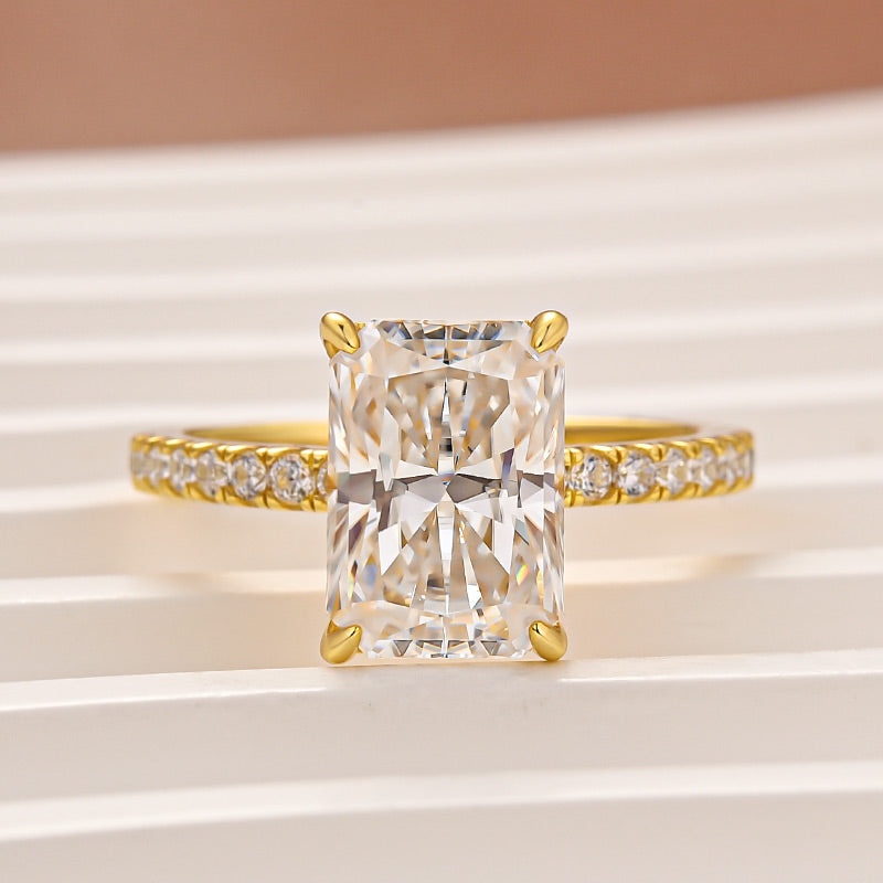 Louily Romantic Moissanite 3.5Ct Radiant Cut Engagement Ring in Sterling Silver