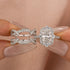 Louily Moissanite 3.0Ct White Gold Halo Radiant Cut Wedding Ring Set Stack Wedding Ring with Enhancer Wedding Band - louilyjewelry
