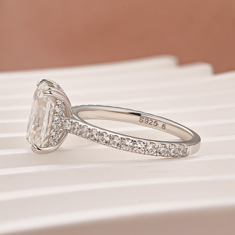Louily Romantic Moissanite 3.0Ct Radiant Cut White Gold Engagement Ring For Women