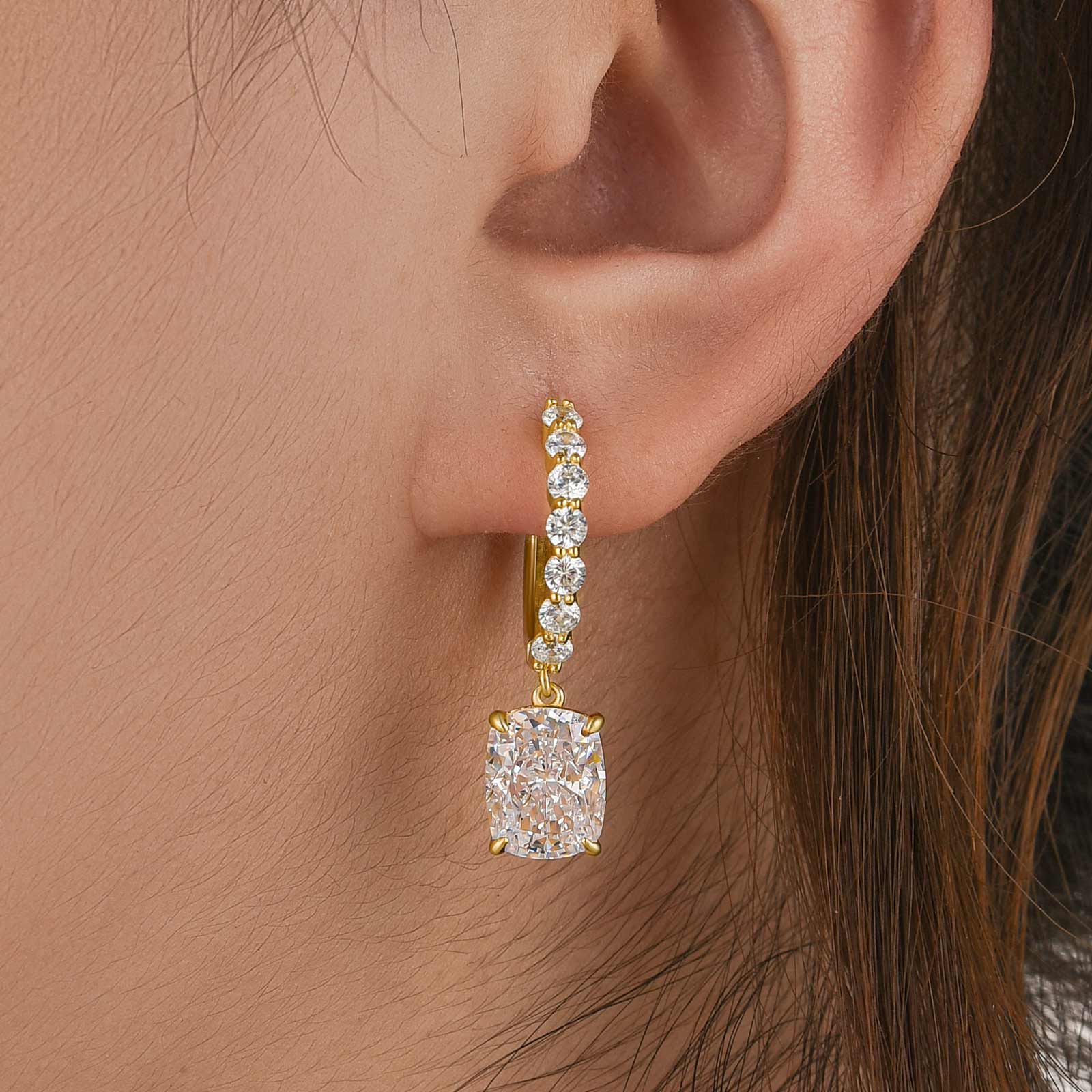 Louily Unique 4.0 Carat Cushion Cut Yellow Gold Earrings In Sterling Silver - louilyjewelry