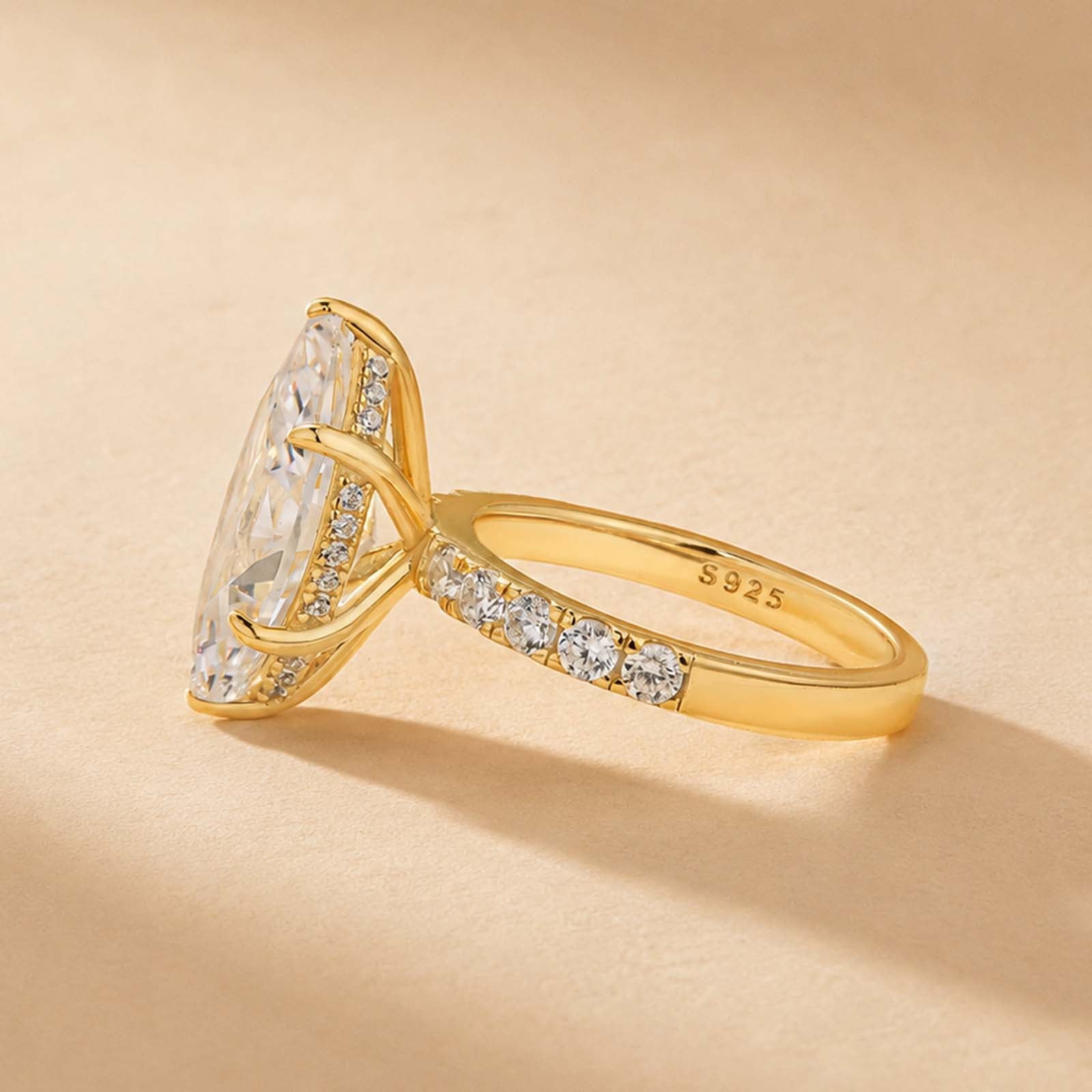 S925 4.5Ct Marquise Cut Engagement Ring Hidden HalocTravel Ring In Sterling Silver