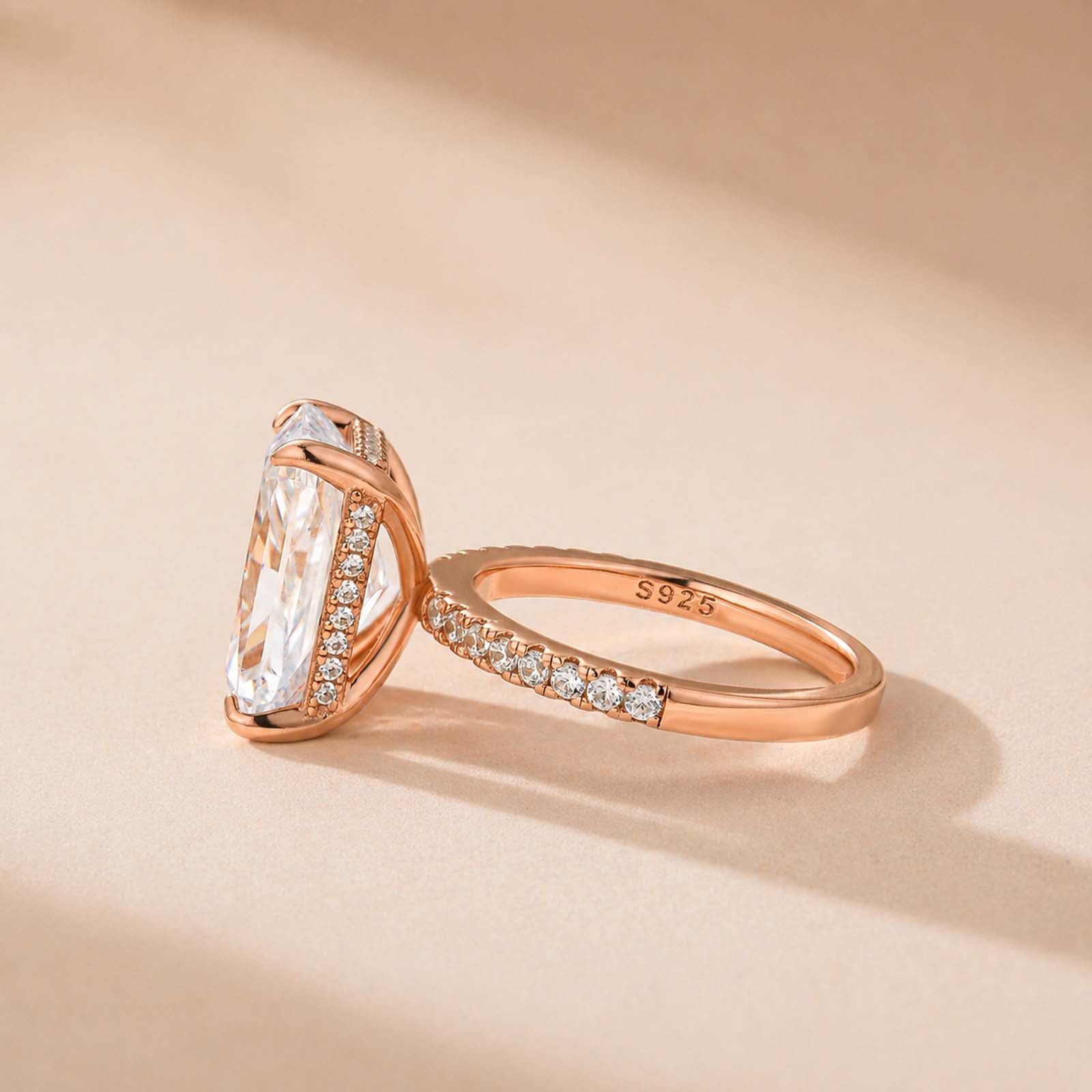 S925 7.0Ct Simulated Diamond Radiant Cut Engagement Ring Or Enhancer Wedding Set In Sterling Silver