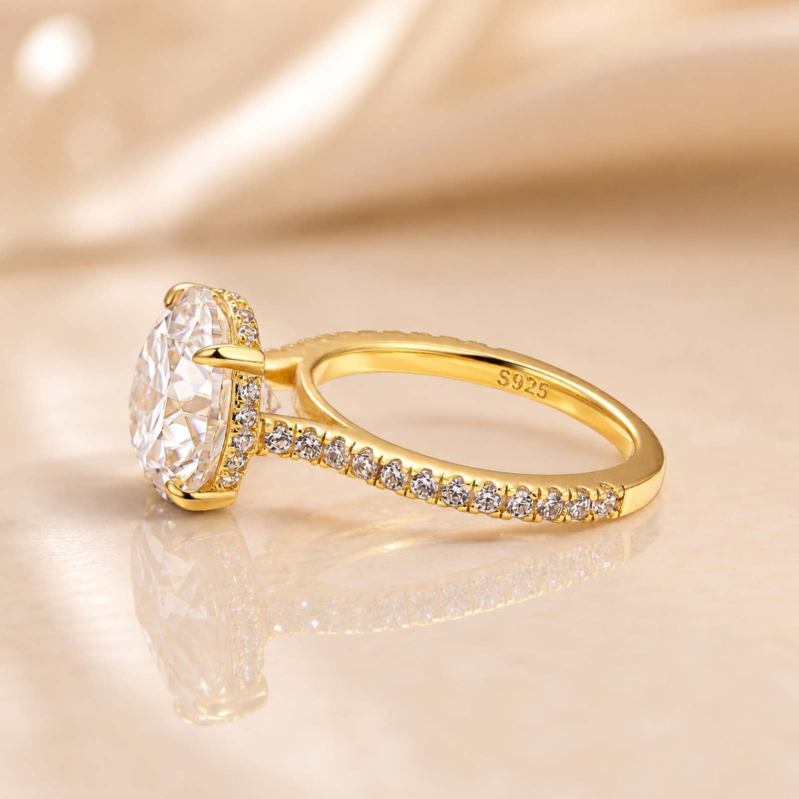 S925 Classic Moissanite 4.0 Carat Round Cut Engagement Ring