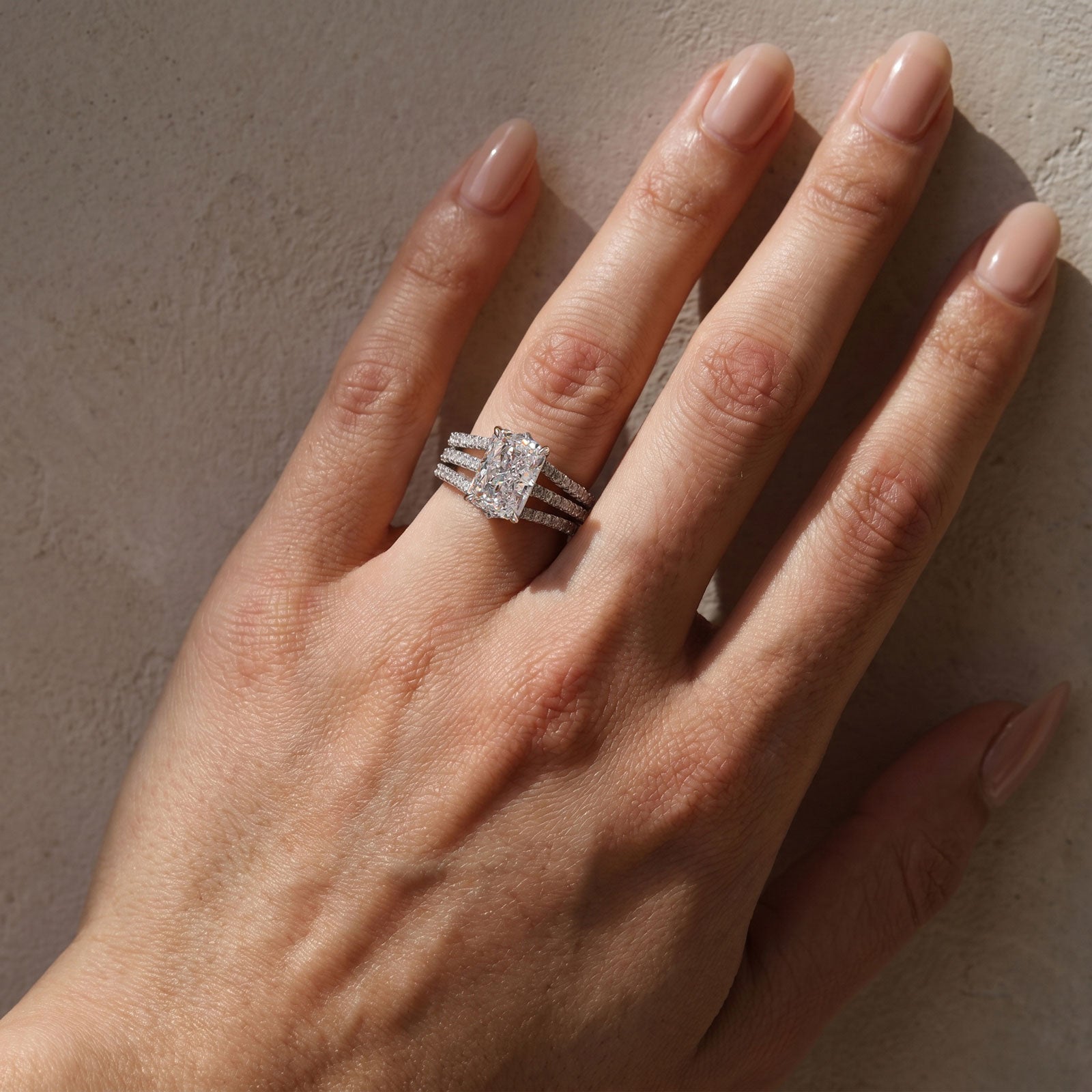 S925 3.5Ct Radiant Cut Wedding Ring Set In Sterling Silver Stackable Rings For Everyday Wear