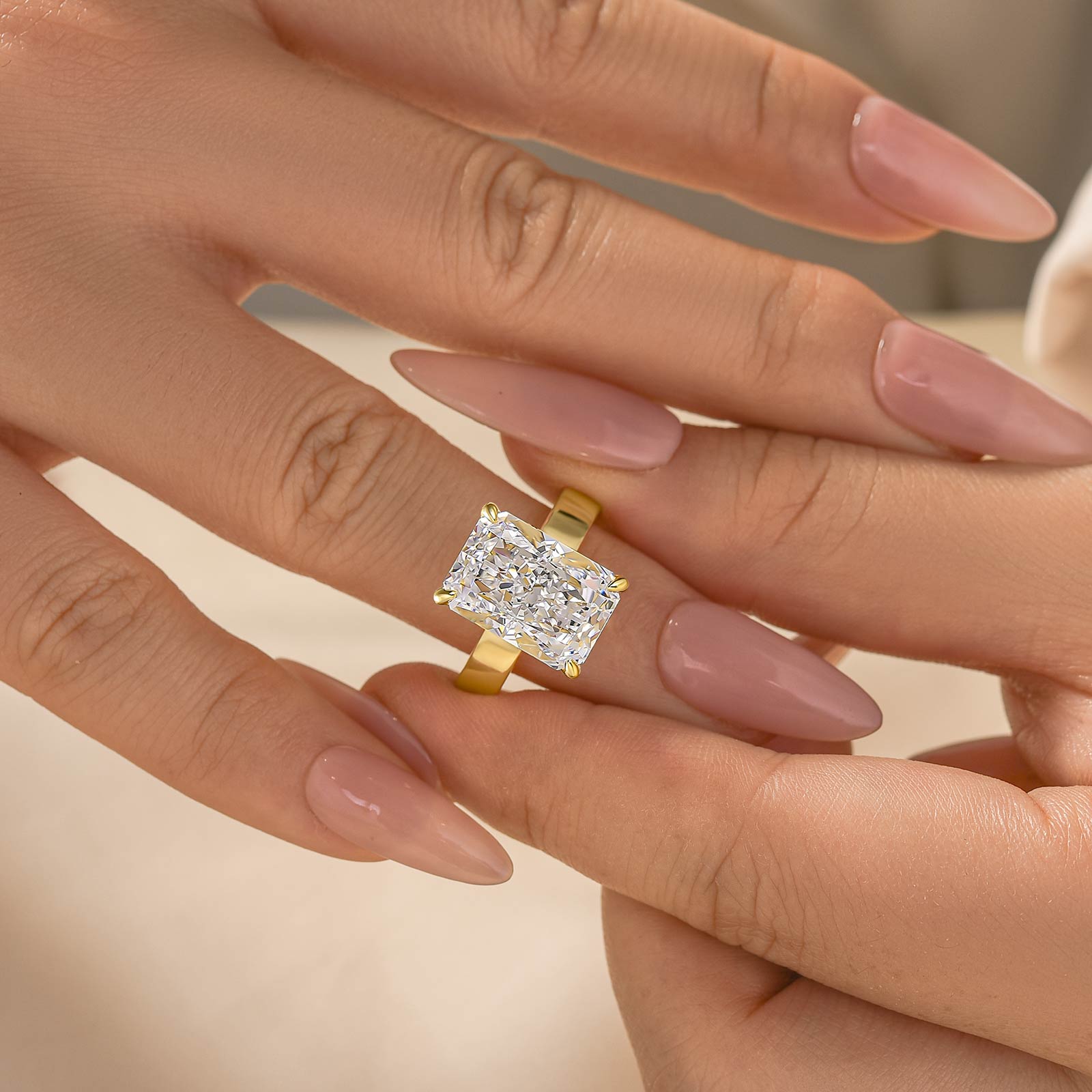 S925 7.0Ct Radiant Cut Wide Band Engagement Ring For Woman - louilyjewelry