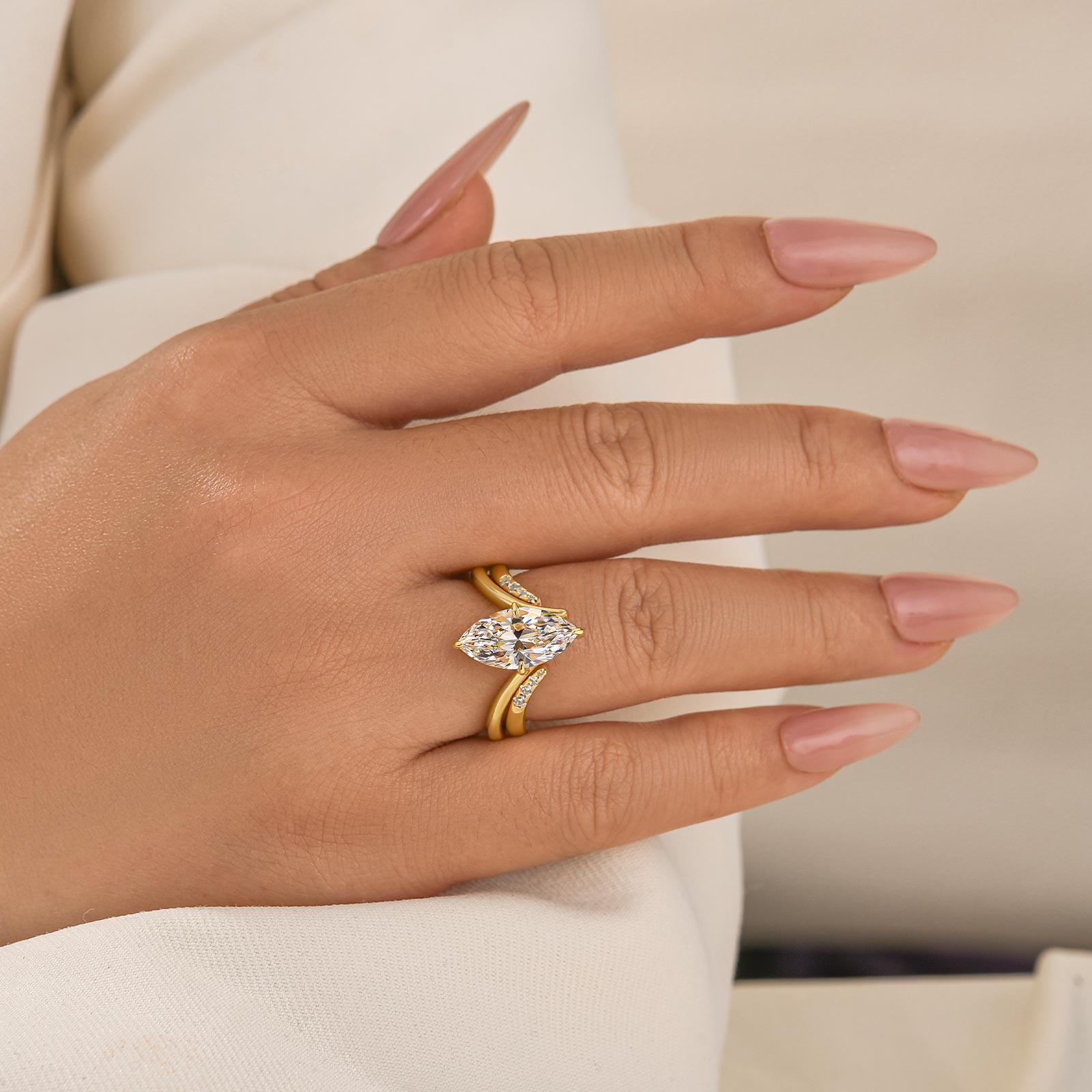 Unique 3.0Ct Marquise Cut Insert Wedding Ring Set For Women In Sterling Silver