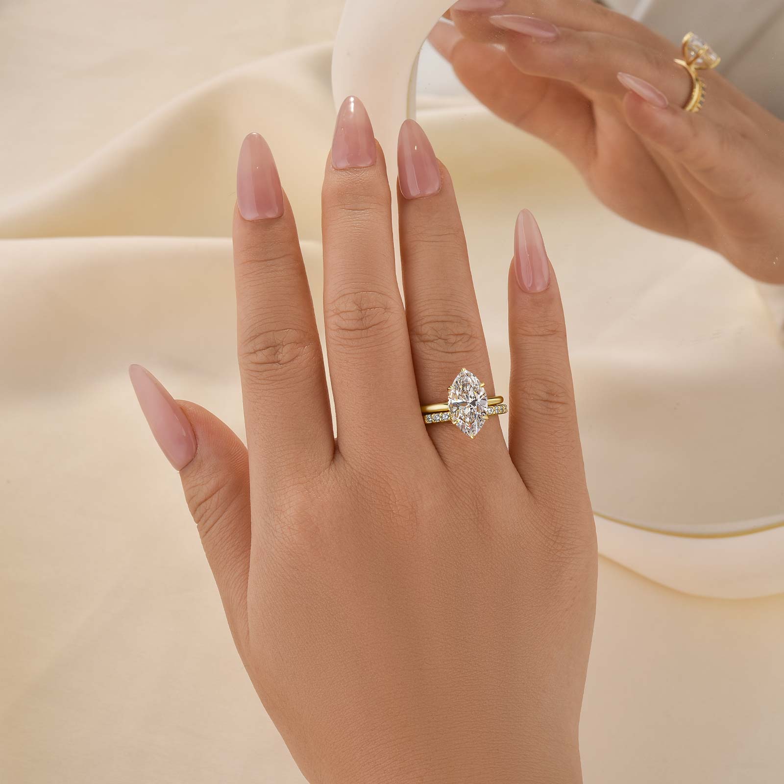 Louily Special Marquise Cut Open Wedding Ring Set