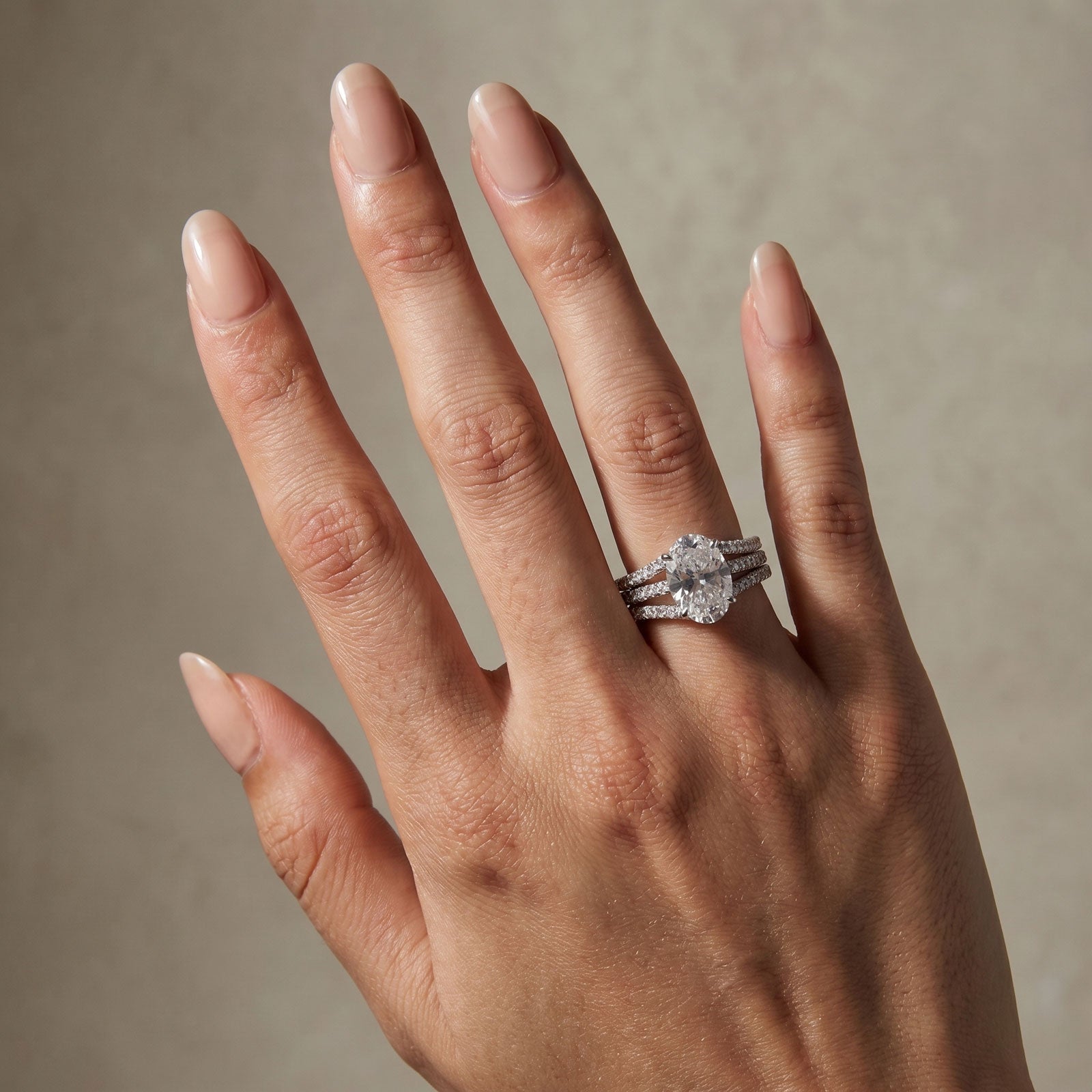S925 4.0Ct Oval Cut Engagement Ring & Enhancer Wedding Band Stackable Bridal Ring Set