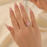 Louily Rose Gold Halo Pear Cut Synthetic Morganite Engagement Ring - louilyjewelry