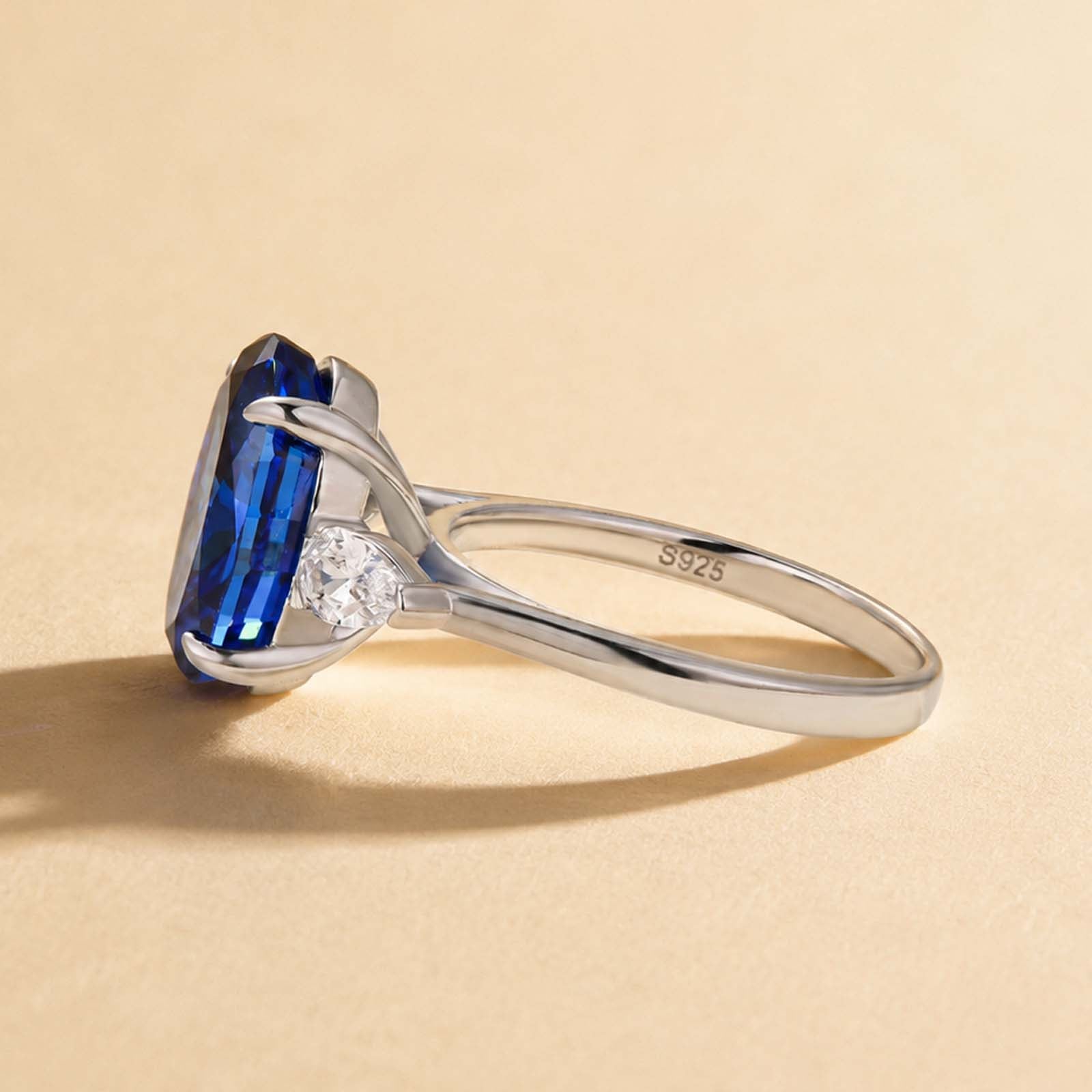 S925 Vintage Oval Cut Three Stone Engagement Ring In Sterling Silver For Women