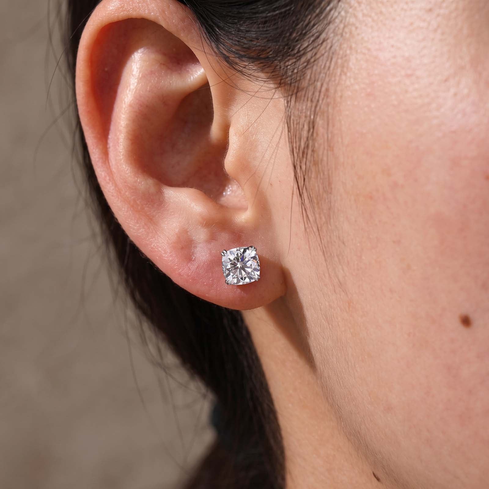 S925 1.5Ct*2 Cushion Cut Classic Stud Earrings For Women Daily Wear