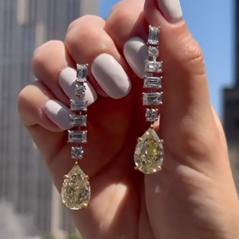 Louily Dainty Pear Cut Yellow Stone Drop Earrings - louilyjewelry