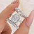 Cushion cut halo bridal ring set close-up