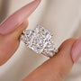 5.0Ct Radiant Cut & Heart Cut Three Stone Wedding Set In Sterling Silver