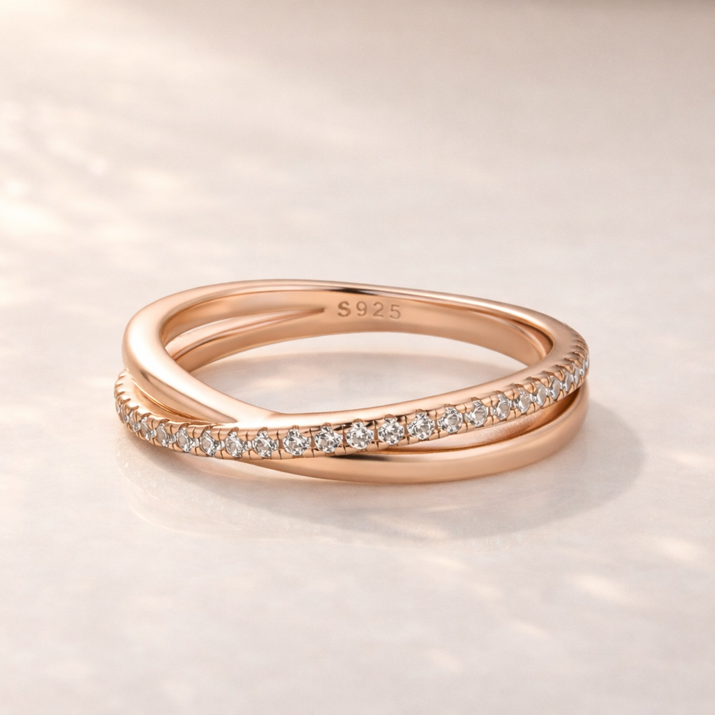 Unique X Criss Cross Wedding Band For Women In Sterling Silver