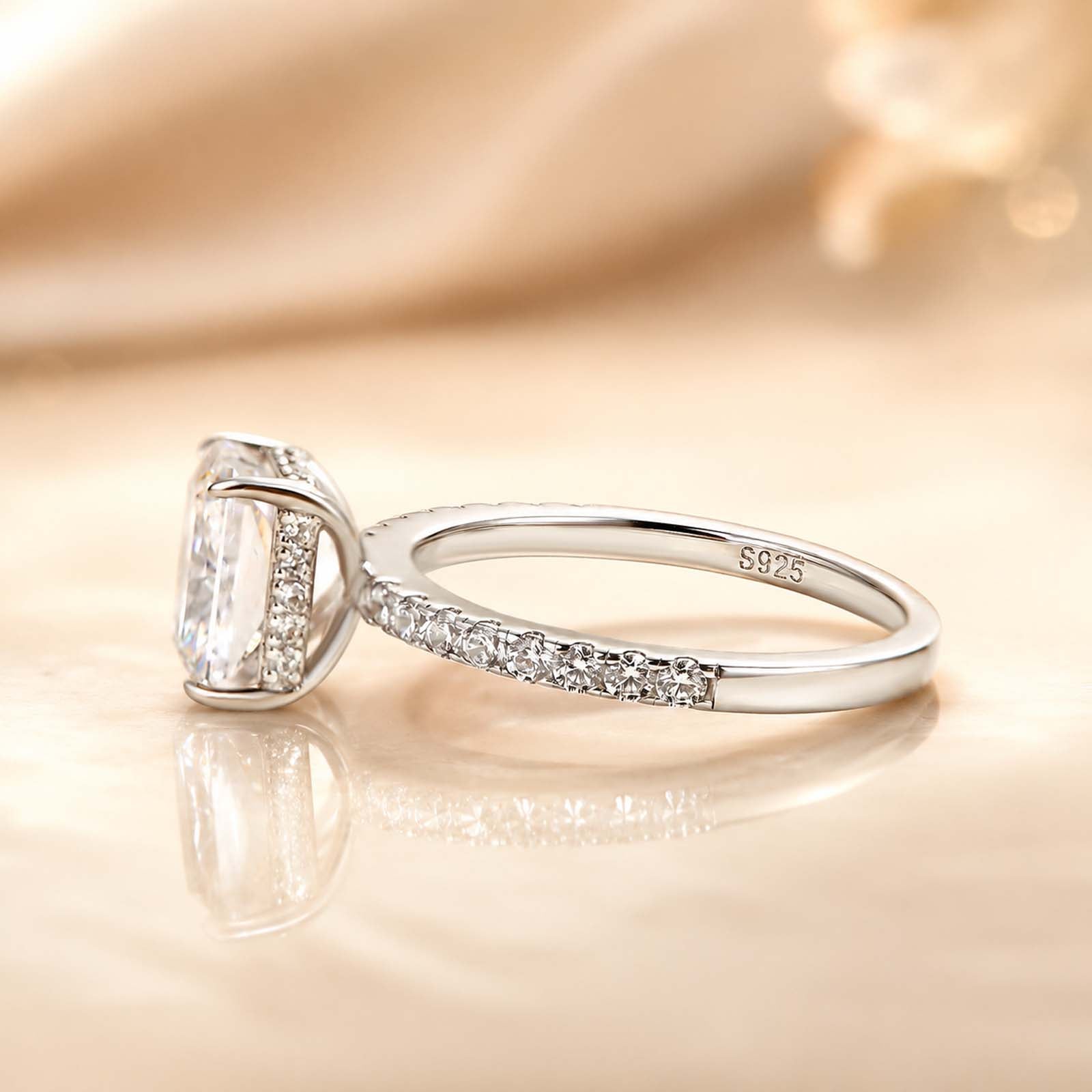 S925 2.0 CT Radiant Cut Engagement Ring In Sterling Silver Travel Ring For Everyday Wear