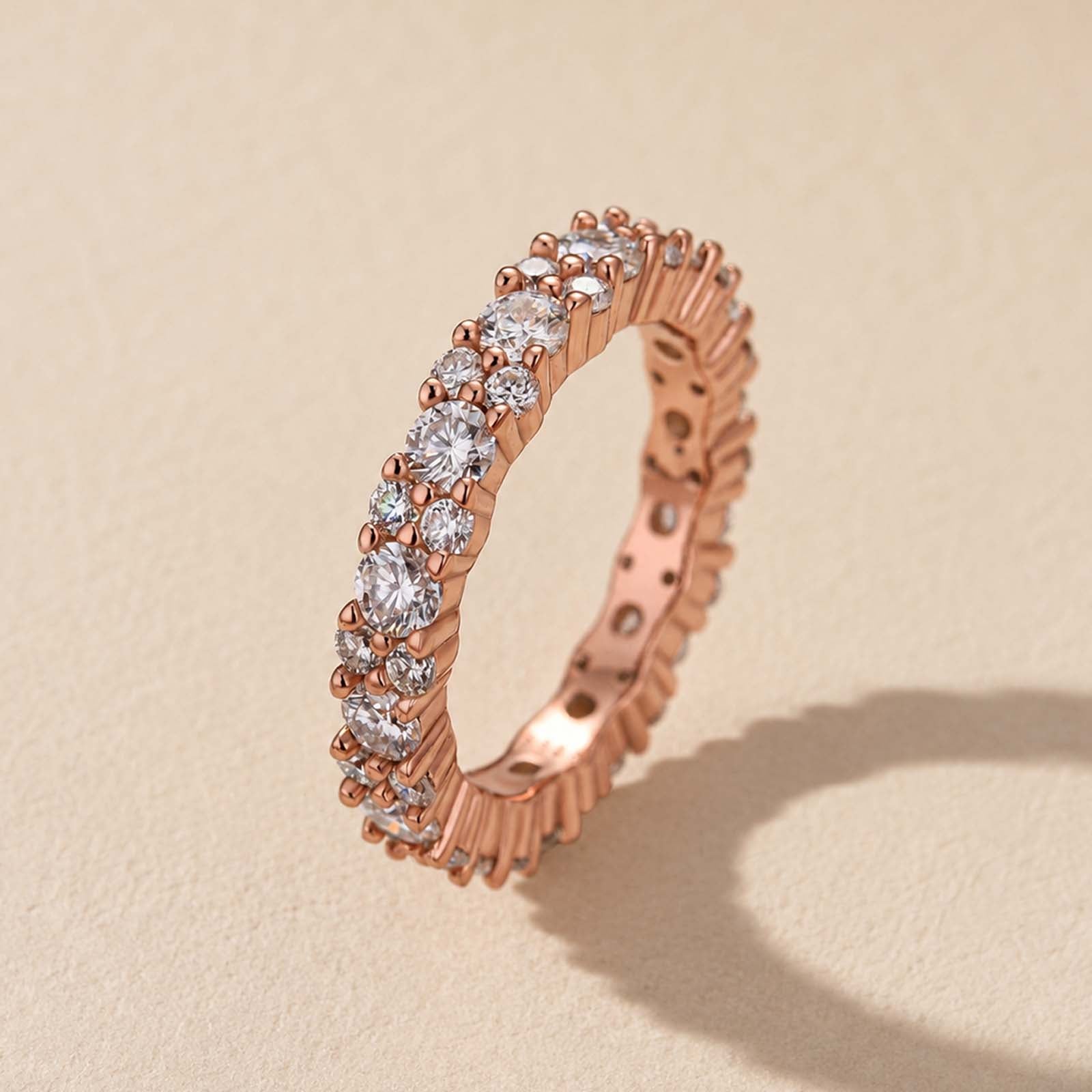 S925 Moissanite 2.5 Ct Round Cut Full Wedding Band Stackable Everyday Wearable Ring for Women