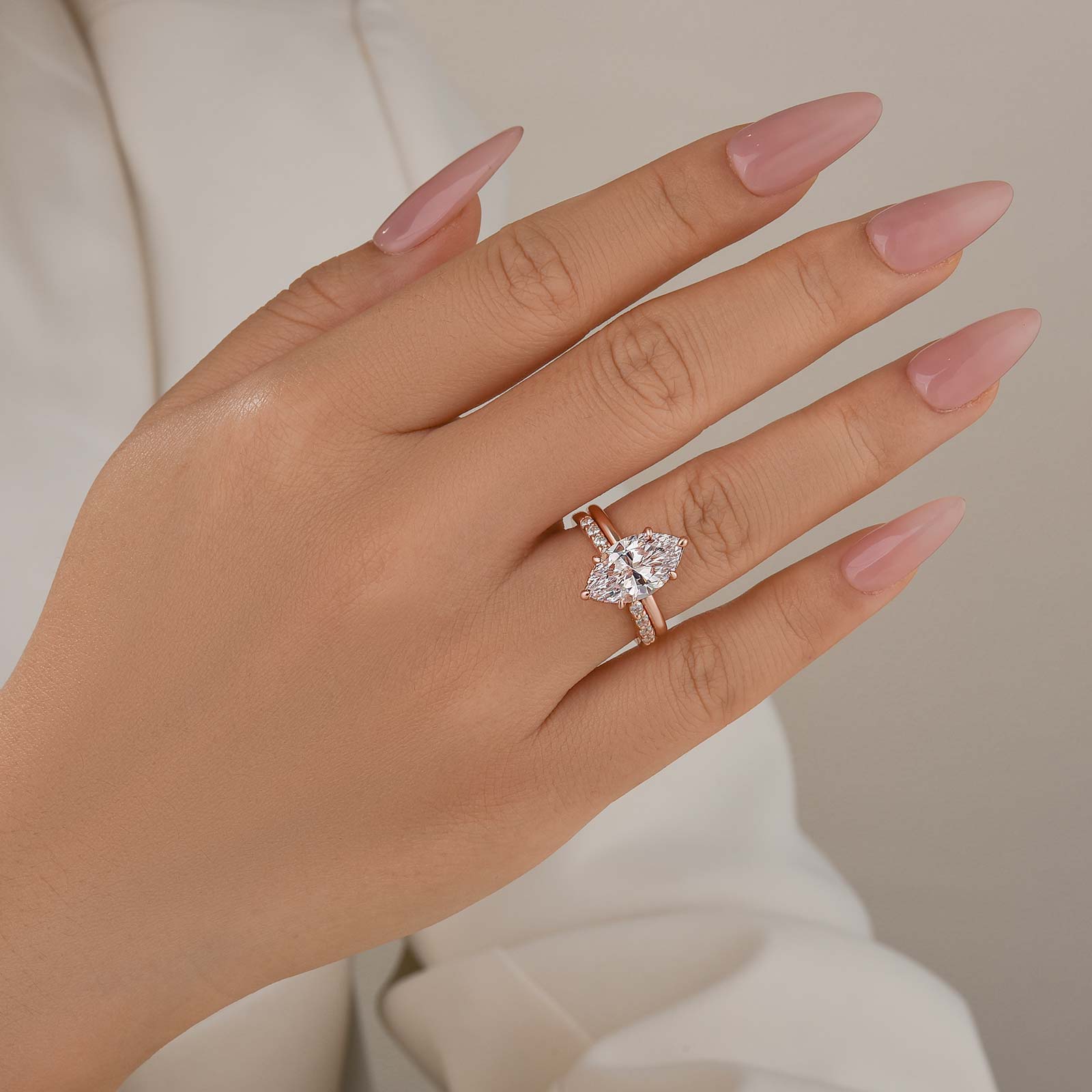 Louily Special Marquise Cut Open Wedding Ring Set