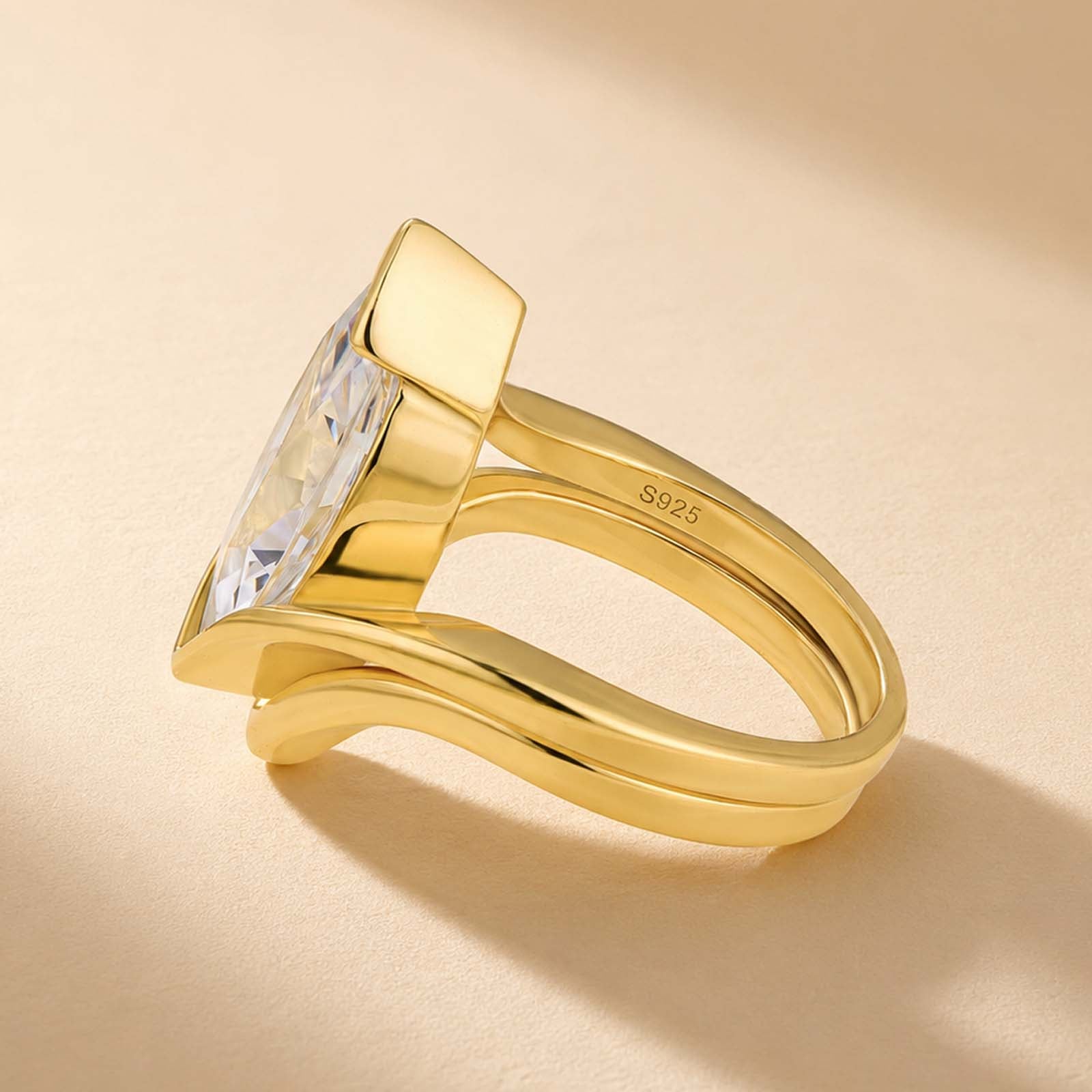 S925 2PC 4.0Ct Marquise Cut Solitaire Engagement Ring with Design Wedding Band Bridal Ring Sets