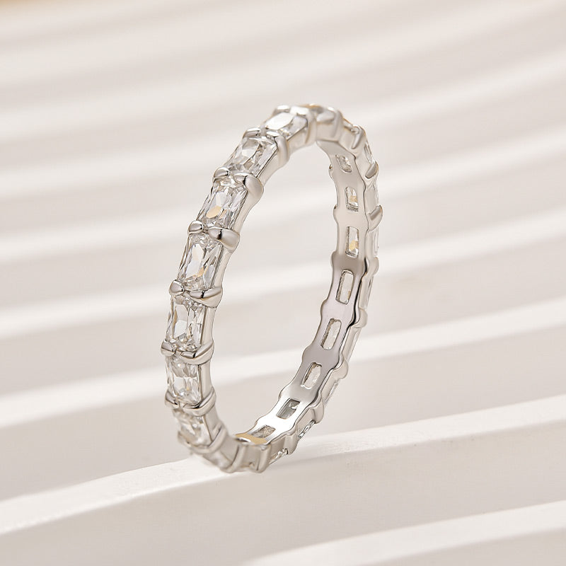 Elegant Radiant Cut Yellow Gold Women's Wedding Band In Sterling Silver - louilyjewelry