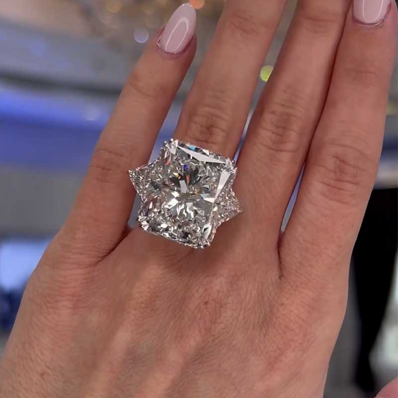 Louily Honorable Radiant & Triangle Cut Three Stone Engagement Ring - louilyjewelry