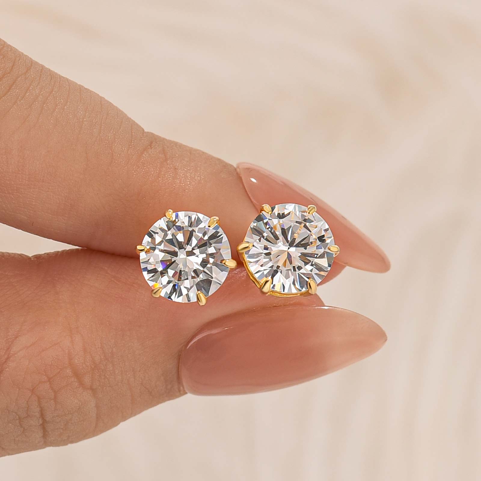 Classic 2.0Ct Round Cut 6 Prong Stud Earrings In Sterling Silver