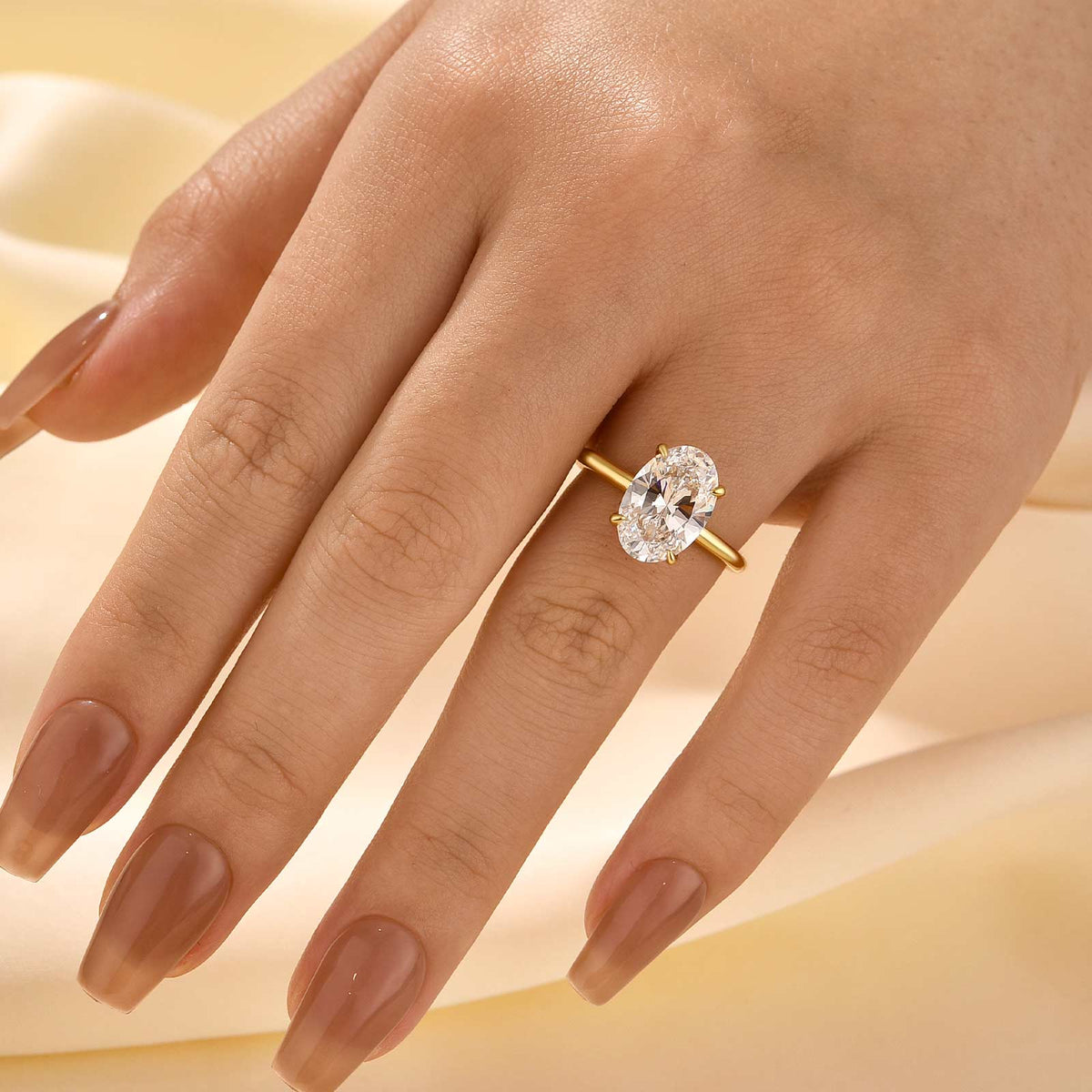 S925 3.5 Carat Oval Cut Hidden Halo Engagement Ring In Sterling Silver Daily Wearable Ring