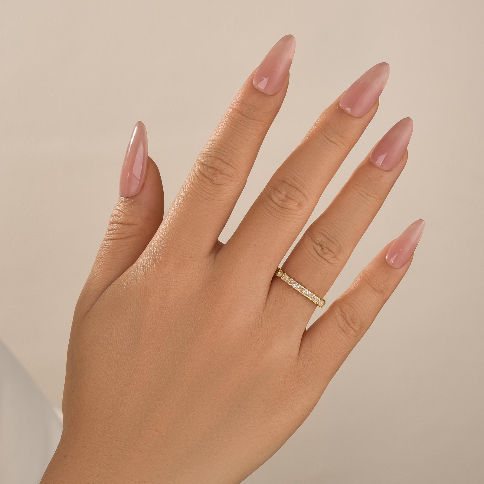 Elegant Radiant Cut Yellow Gold Women's Wedding Band In Sterling Silver