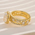 2PC 3.0Ct Halo Oval Cut Yellow Gold Wedding Ring Set With Enhancer Engagement Ring - louilyjewelry