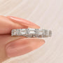 S925 Emerald Cut White Gold Wedding Band For Woman - louilyjewelry