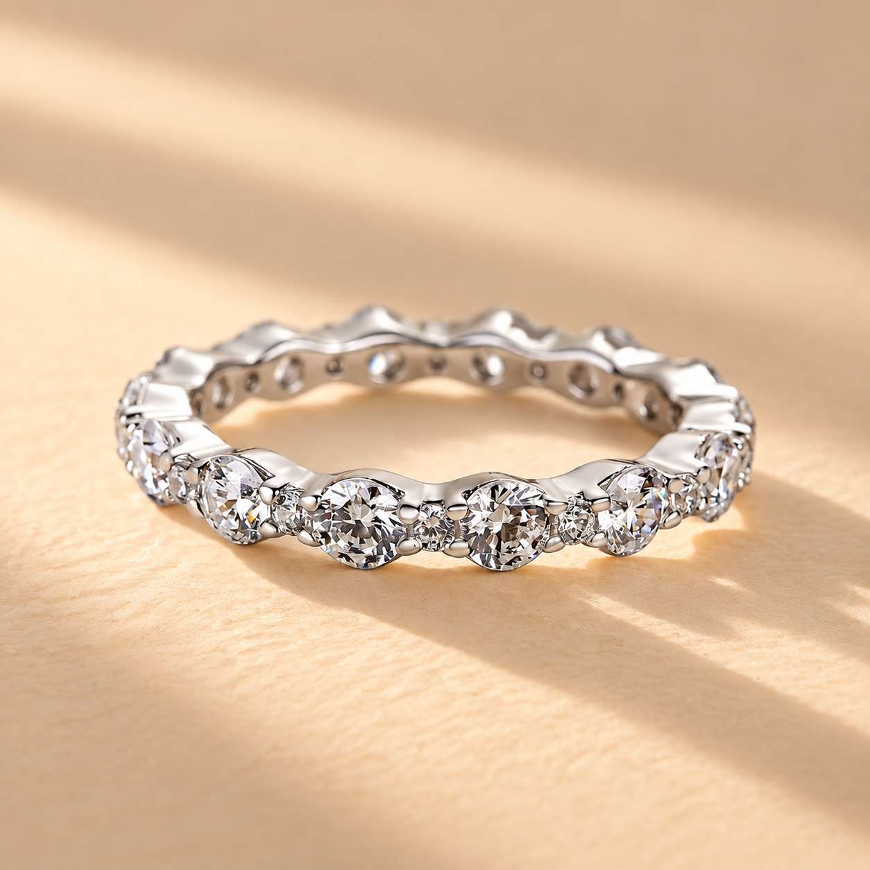 Louily Lovely Round Cut Women's Wedding Band In Sterling Silver