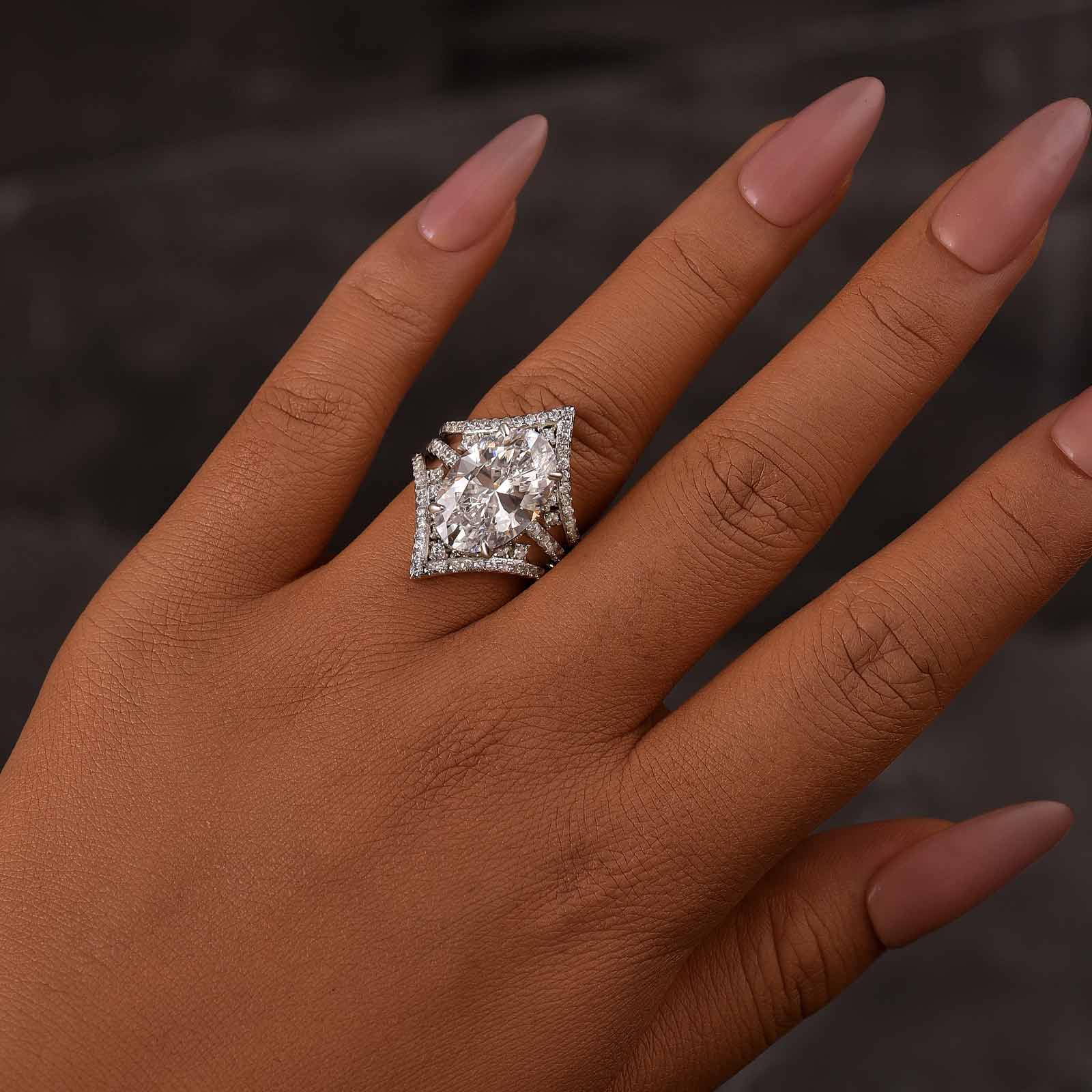 6.0Ct Oval Cut Pavé Engagement Ring with Enhancer Wedding Band