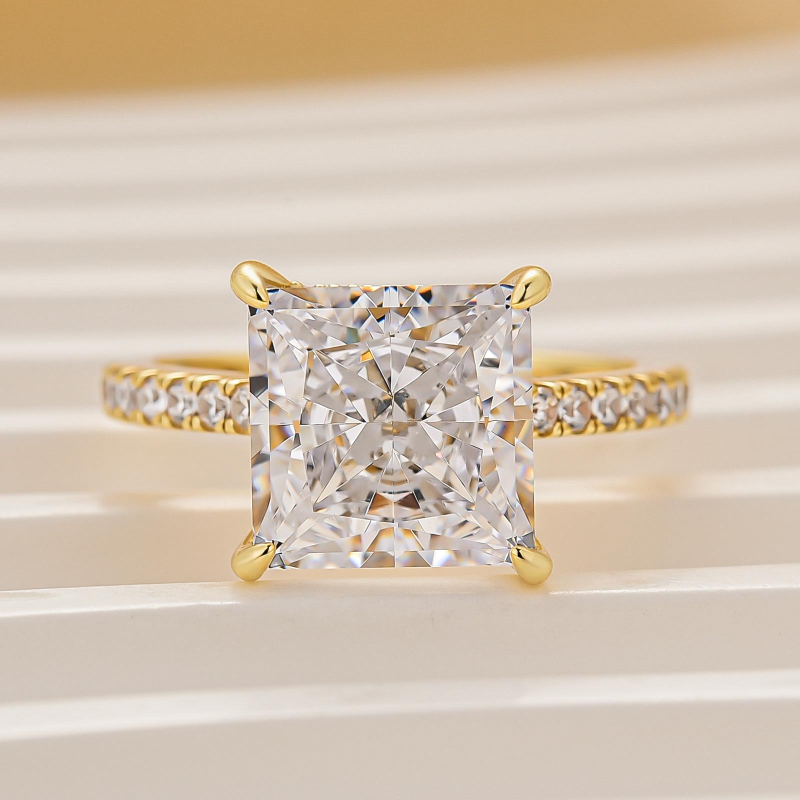 4.0Ct Princess Cut Engagement Ring for Women In Sterling Silver