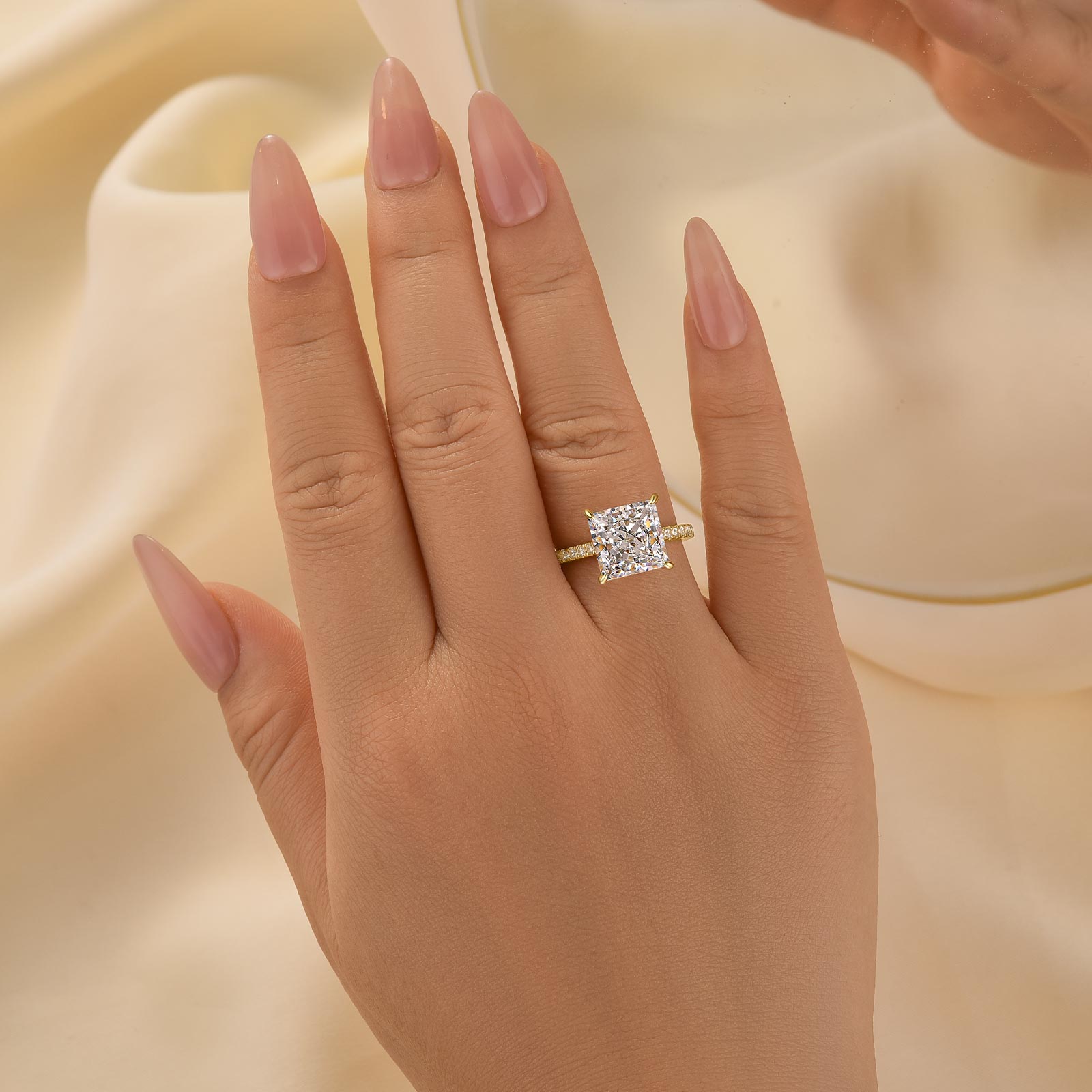 4.0Ct Princess Cut Engagement Ring for Women In Sterling Silver