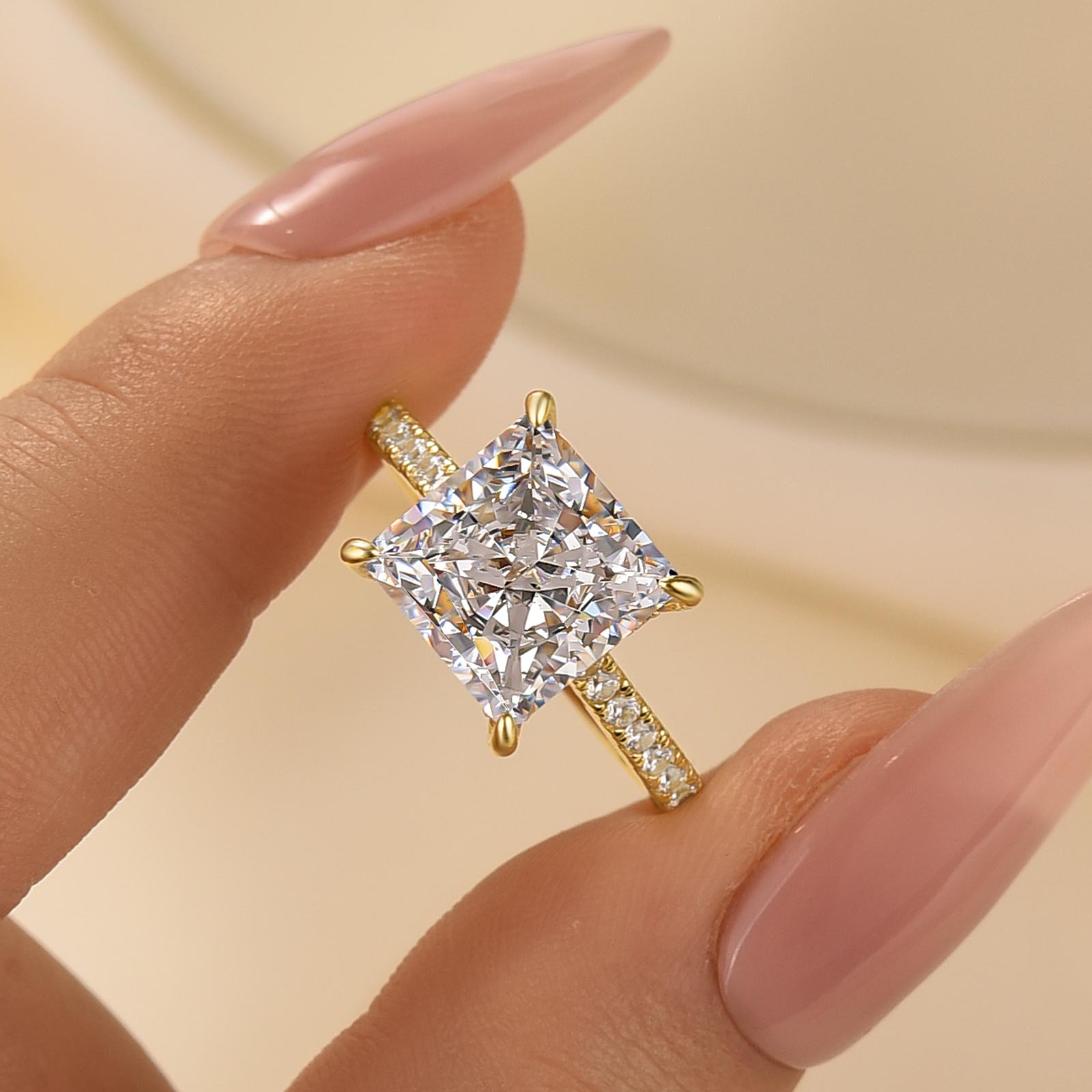 4.0Ct Princess Cut Engagement Ring for Women In Sterling Silver