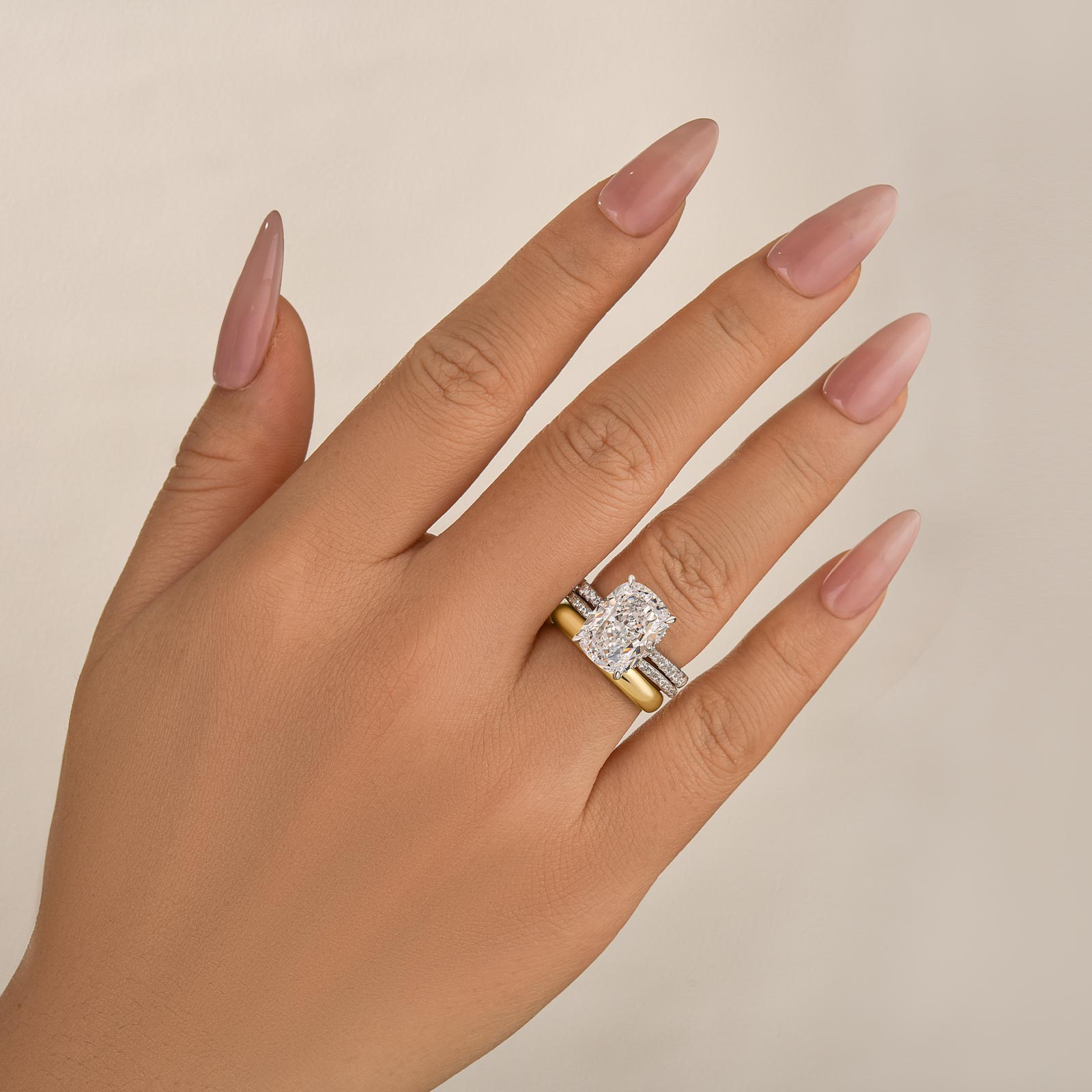 3PC 5.5 Carat Wedding Ring Set Cushion Cut Engagement Ring With Open Classic Wedding Band