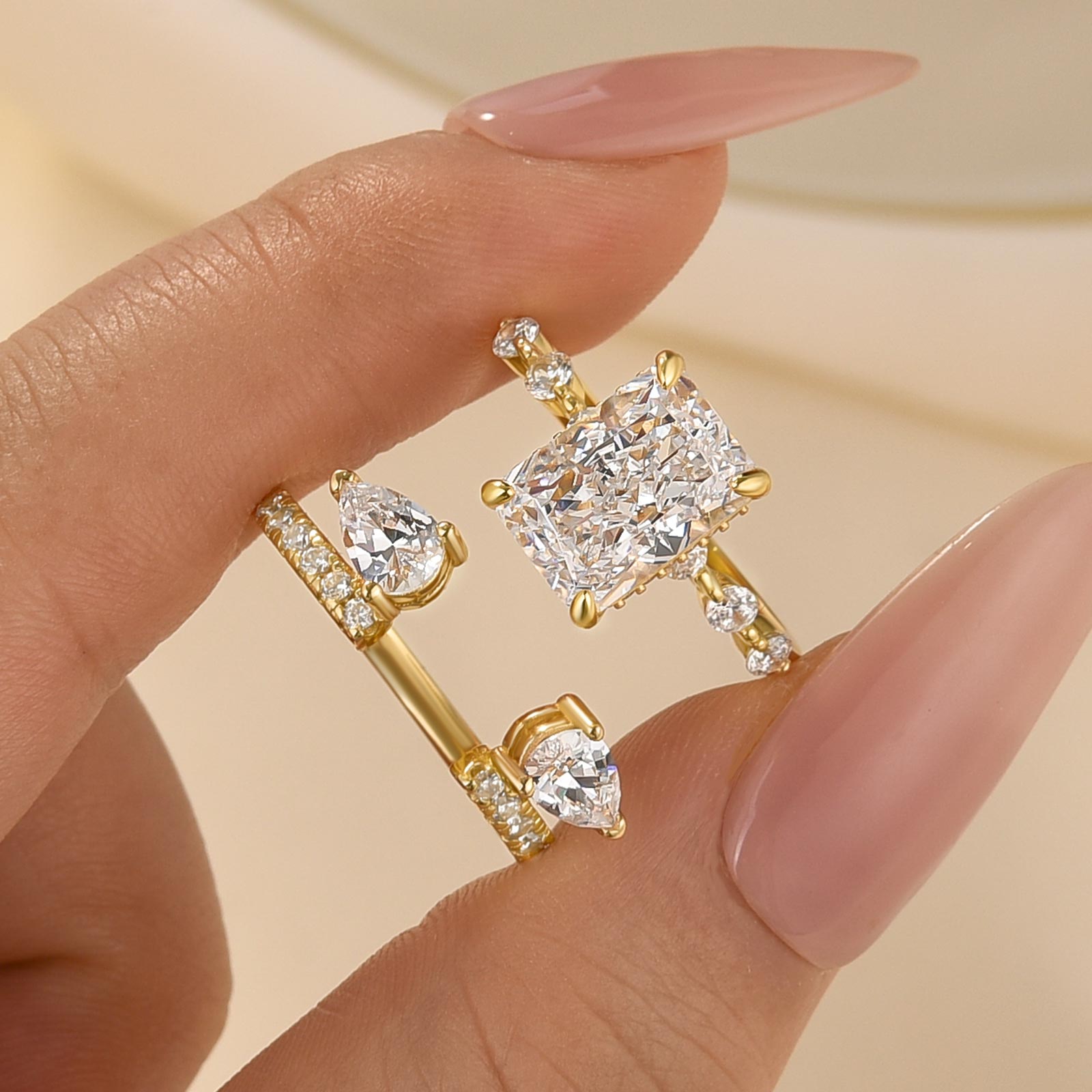 Unique 3.5Ct Radiant Cut Insert Wedding Ring Set For Women In Sterling Silver