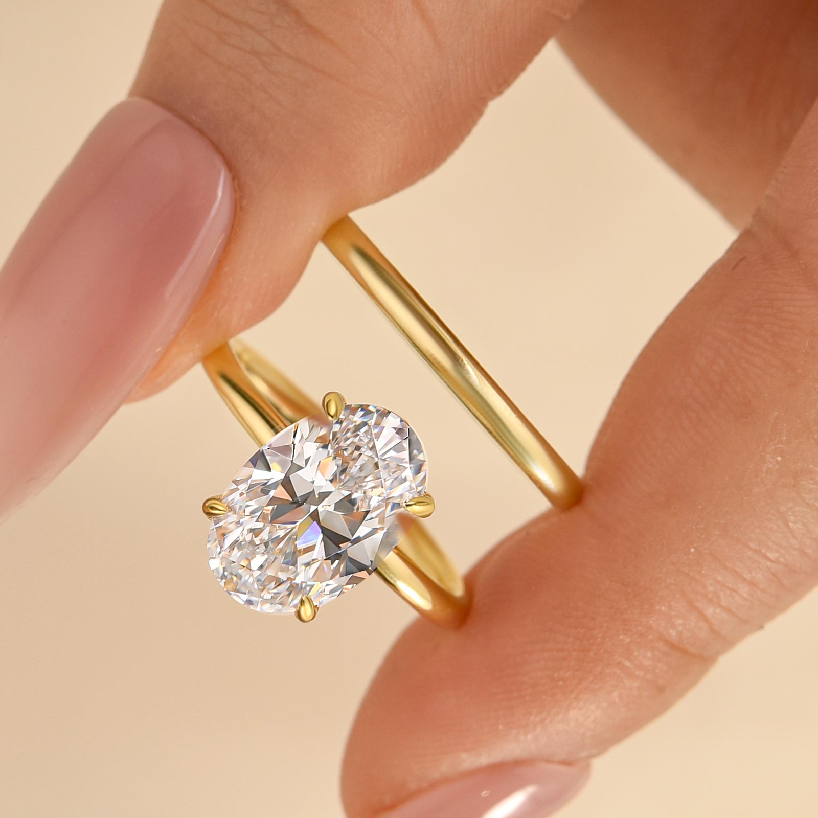 Classic 2PC 4.0Ct Solitaire Oval Cut Wedding Ring Set In Sterling Silver - louilyjewelry