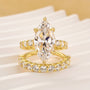 2PC 6.0 Carat Marquise Cut Wedding Ring Set with Half Eternity Round Cut Wedding Band - louilyjewelry