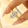 2PC 6.0 Carat Marquise Cut Wedding Ring Set with Half Eternity Round Cut Wedding Band - louilyjewelry