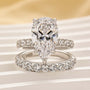 2PC 5.0Ct Pave Pear Cut Classic White Gold Wedding Ring Set - louilyjewelry