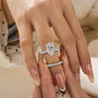 2PC 5.0Ct Pave Pear Cut Classic White Gold Wedding Ring Set - louilyjewelry