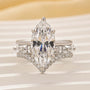 S925 4.0Ct Solitaire Marquise Cut Engagement Ring with Curve Wedding Band - louilyjewelry