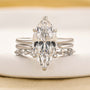 S925 4.0Ct Solitaire Marquise Cut Engagement Ring with Open Wedding Band - louilyjewelry