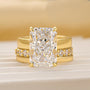 S925 3PC 7.0Ct Radiant Cut Wide Band Yellow Gold Wedding Ring Set - louilyjewelry