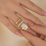S925 3PC 7.0Ct Radiant Cut Wide Band Yellow Gold Wedding Ring Set - louilyjewelry