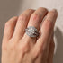 Moissanite 2.0Ct Round Cut Engagement Ring with 1.65Ct Enhancer Wedding Band - louilyjewelry