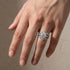 Moissanite 2.0Ct Round Cut Engagement Ring with 1.65Ct Enhancer Wedding Band - louilyjewelry