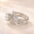 Moissanite 2.0Ct Round Cut Engagement Ring with 1.65Ct Enhancer Wedding Band - louilyjewelry