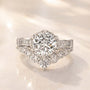 Moissanite 2.0Ct Round Cut Engagement Ring with 0.5Ct Round Wedding Band - louilyjewelry